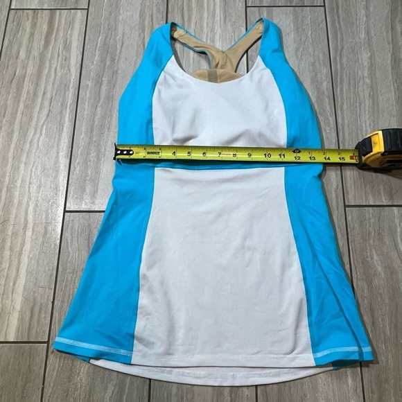Lululemon Tank Top Women Size Small Blue White Racerback Built in Bra Tennis - Picture 2 of 4